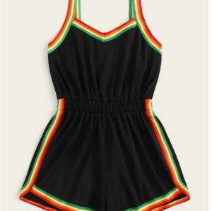 Rainbow striped romper